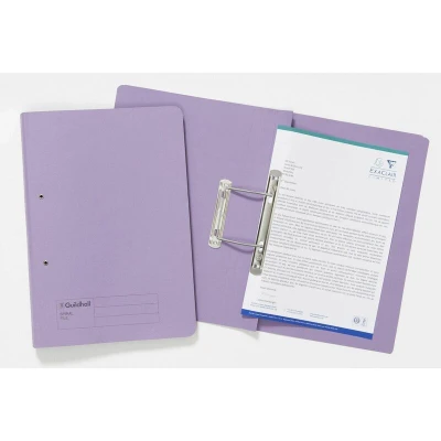 Image of Exacompta Ref 346 MVEZ Guildhall Document Spiral Files, 285gsm Medium Weight Spring Manilla, 355x250mm, Metal Mechanism, Blue Angel Certified Mauve, Pack of 25