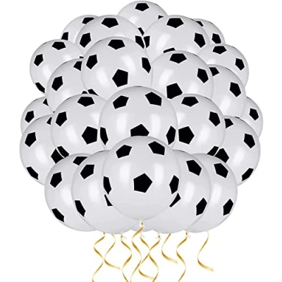 Image of 16 Pcs Black Soccer Latex Balloons 12 Inch Football Balloons,Black White Balloons,Birthday for Sport Theme Party，World Cup Party Kids Birthday Party，Football Fans Supplies