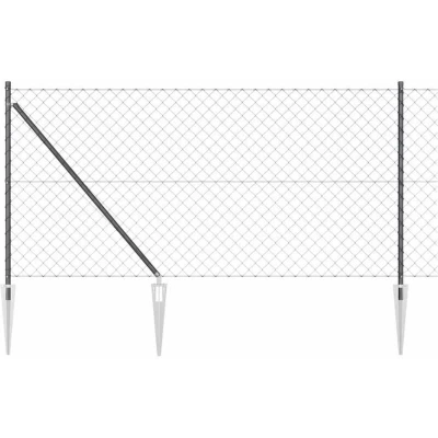 Image of vidaXL Chain Link Fence with 7 Spike Posts 1x10 m Galvanised Steel
