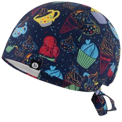 Image of B well Modena Scrub Hat Cap Hats Surgical Doctors, Nurses, Dentists, Pharmacists, Vets, Medical Staff, Cupcakes, One Size