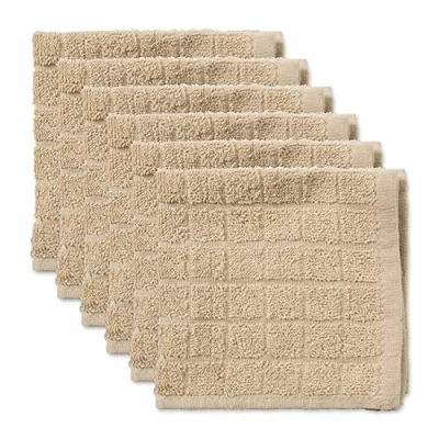 Image of DII Solid Windowpane Dishcloth Set, Cotton, Pebble, 12x12