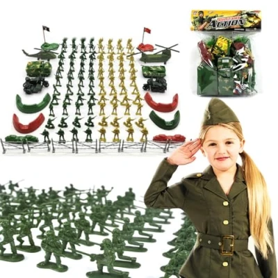 Image of Sobebear Children Military Truck Army Vehicle Toy Set with Soldier Men, Mini Battle Car in Carrier Playset, Helicopter for Kids, Pack of 121 pcs 3+ Years Boys &amp; Girls