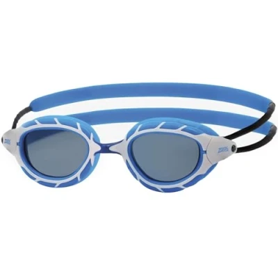 Image of Zoggs Predator Goggles, UV Protection Swim Quick Adjust Goggle Straps, Fog Free Adult Lenses, Goggle, Ultra Fit, Blue/White/Tint Smoke Regular Fit