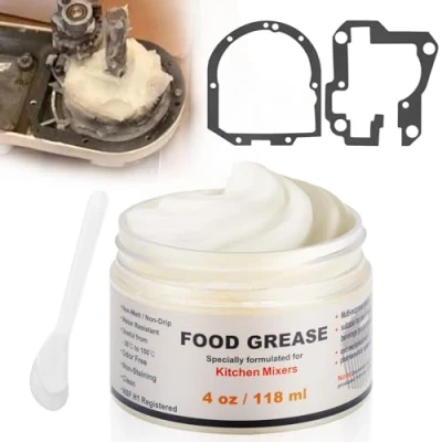 Image of KitchenKipper 4Oz Food Grade Grease for Kitchenaid Stand Mixer, Universally Compatible with Most Mixers Equipped Gasket &amp; Spatula Pack of 1 Can