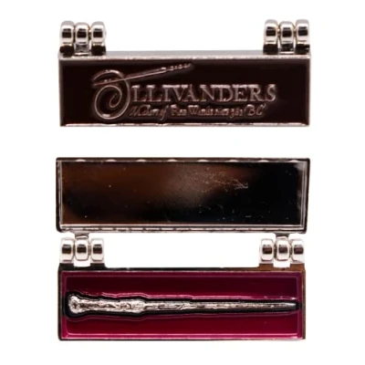 Image of Licensed Harry Potter Ollivanders Wand Box Pin Badge is made of metal and filled with enamel 3.5cm X 1.5cm