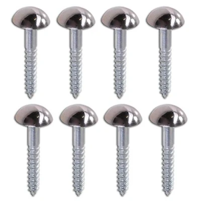 Image of 8X Chrome Domed Cap Mirror Screws 8mm x 1.25&quot;