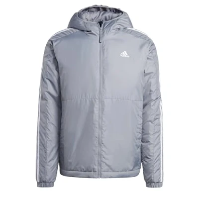 Image of adidas Sportswear Essentials 3STRIPES Insulated Hooded Winter jacket, Men&#039;s, Size: Small, Grey