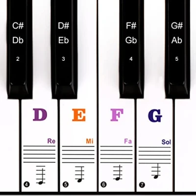 Image of YiThao Piano Stickers, Key Stickers for 88/61/54/49/37 Keys, Transparent Removable Music Keyboard White and Black Beginners Kids Learn to Play