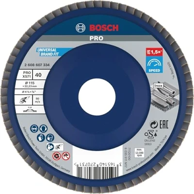 Image of Bosch 2608607334 115 mm 40 Grit Metal Flap Disc