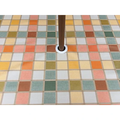 Image of 55&quot; DIAMETER ROUND PVC/VINYL GARDEN TABLECLOTH CANDY CHECK WITH PARASOL HOLE