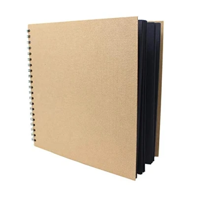 Image of Artway Enviro Spiral Bound Square Black Card Sketchbook 285mm 60 Sides/30 Pages of Recycled 270gsm 100%