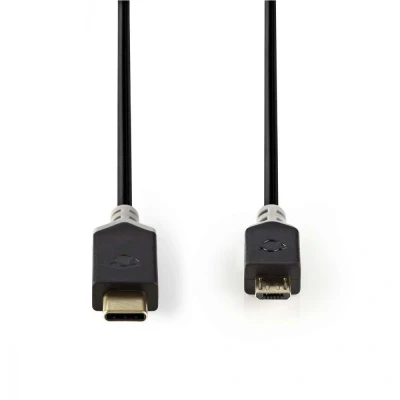 Image of Nedis USB 2.0 Cable Type C Male Micro B 1.0 m Anthracite