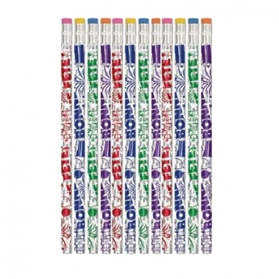 Image of 12 x Bonne Fete French Reward HB Pencils with Erasers. Class Gift/Party Bag Filler