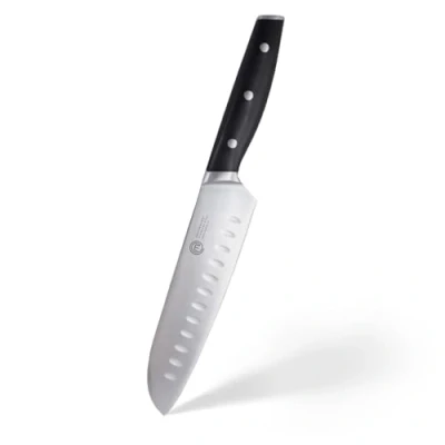 Image of MasterChef Santoku Knife with High Carbon Stainless Steel Blade and Triple Riveted Handles, Professional Kitchen for Precision Cooking at Home, Perfectly Balanced, Razor Sharp, 30cm (12&quot;)
