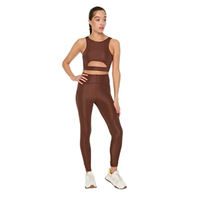 Image of Trendyol Women Sportswear High Waist Skinny fit Full Size Sport Leggings Brown