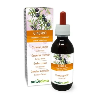 Image of Common Juniper (Juniperus communis) Alcohol Free Bud Extract from Fresh Buds Naturalma Liquid Drops 120 ml Food Supplement Vegan
