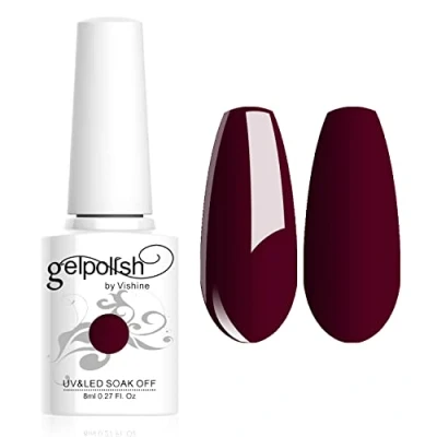 Image of Vishine 8ml Gelpolish Manicure Salon UV LED Soak Off Gel Nail Polish Varnish Color Dark Red #1336