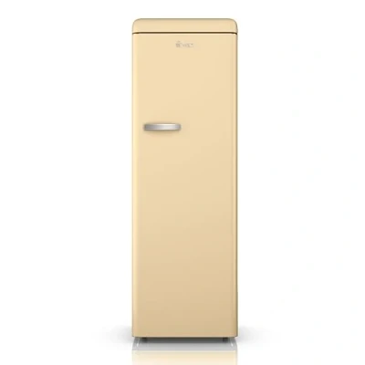 Image of SWAN SR11050CNE Retro Tall Larder Fridge with 337L Capacity, 5 Glass Shelves, 1 Chrome Wine Rack, 6 Door Salad Crisper, Energy Class E, Cream