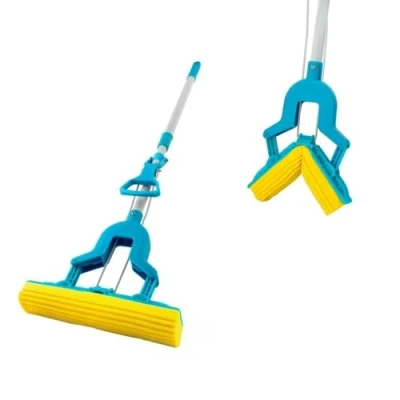 Image of HOMESHOPA Super Absorbent Floor Sponge Mop with Telescopic Handle Self Wringing Wood Cleaning for Hardwood Laminate Tile Kitchen Bathroom