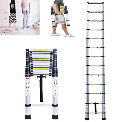 Image of 16.5FT 5M Telescoping Ladder Aluminium Extendable Foldable Retractable Lightweight Portable 150KG Capacity EN131
