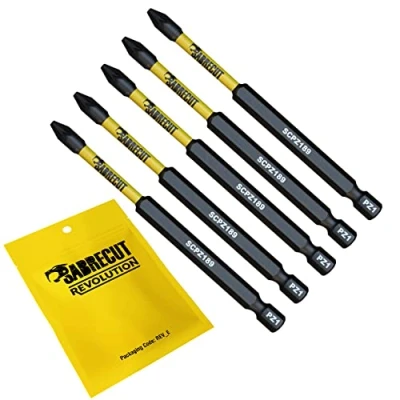 Image of 5 x SabreCut SCPZ189_5 89mm PZ1 Magnetic Impact Screwdriver Driver Bits Set Pozi Pozidriv Heavy Duty Compatible with Dewalt Milwaukee Bosch Makita and More