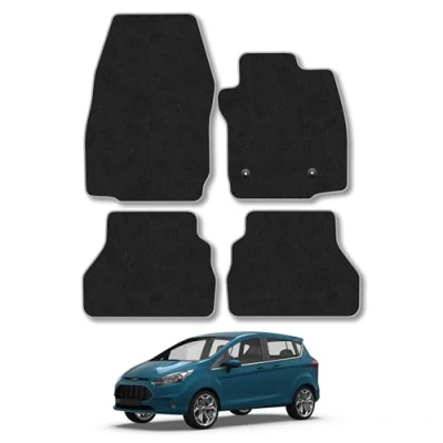 Image of Car Mats Compatible with Ford B Max (2012 2015) Tailored Fit Grey Carpet Floor Set Accessory Custom 4 Pieces Anti Slip Backing &amp; Binding Trim Edge