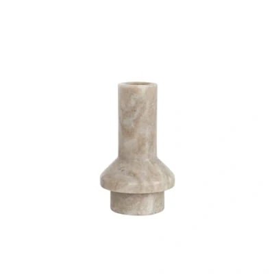 Image of Bloomingville Taper Candle Holder, Marble, Beige, 4.5&quot;