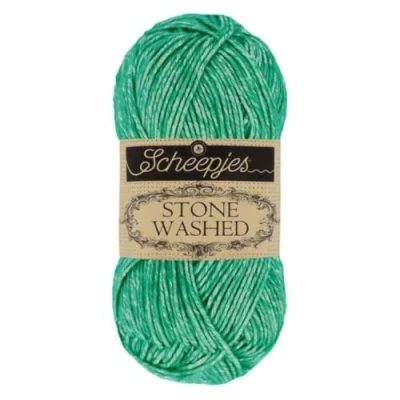 Image of Scheepjes 1664 825 Stone Washed Cotton Yarn, Malachite, 1 x 50 g