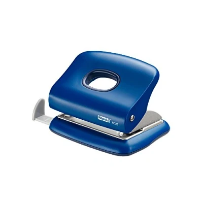 Image of Rapid Fashion FC20 2 Hole Punch, Punches up to 20 Sheets, Adjustable Guide Bar, Ergonomic Design, Blue, 23721801