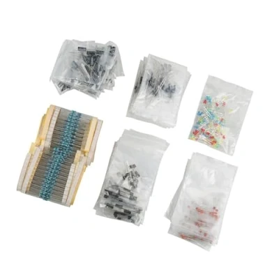 Image of LED Diodes Transistor Electrolytic Capacitors Resistors Kit Electronic Components Assortment
