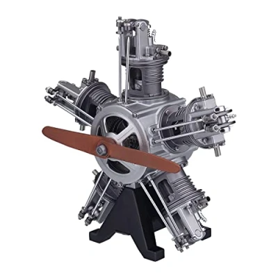 Image of Mini Engine Model Kits that Works, TECHING 230+Pcs 1:6 5 Cylinder Radial Aircraft Kit for Adults Metal Mechanical Science Experiment Physics Toy