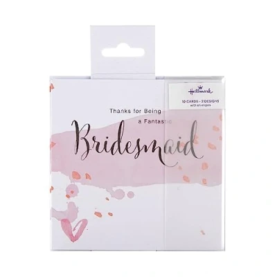 Image of Hallmark Bridesmaid and Usher Thank You Cards Pack of 10 in 2 Contemporary Designs, Multicolour (25563365)