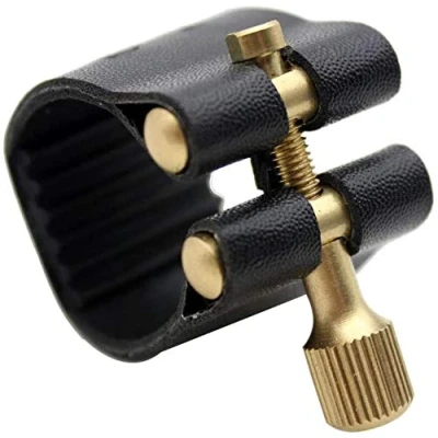 Image of Jiayouy Professional Alto Sax Saxophone Mouthpiece Leather Ligature Fastener Black