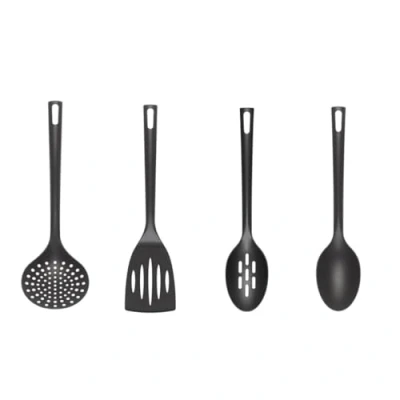 Image of Chef Aid Flexible Nylon Kitchen Utensil Set, Features Slotted Turner, Spoon, Serving Spoon and Skimmer, BPA Free perfect for use with Non Stick Cookware, Dishwasher safe