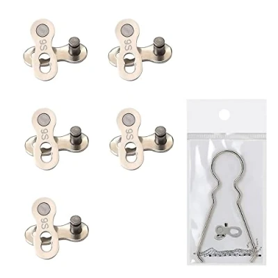 Image of Bicycle Missing Link,5 Pairs Mountain Road Bike Chain Reusable Silver Steel Single Split Quick Release Links for 9 Speed Bikes Connector Link,With Removal Tool