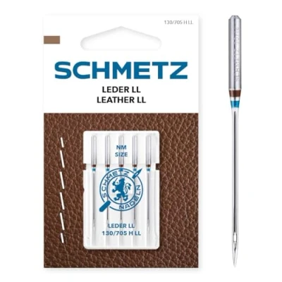 Image of SCHMETZ Domestic Sewing Machine Needles 5 Leather 130/705 H LL Needle Size 90/14 Suitable for Can be Used on All Conventional Household Machines