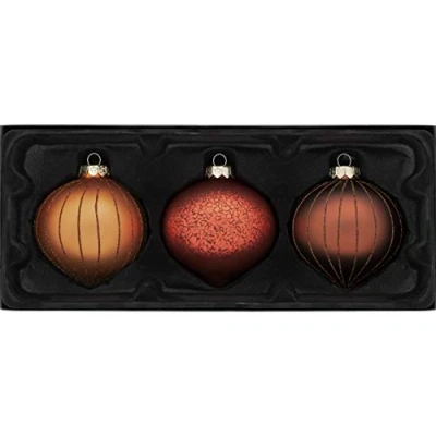 Image of WeRChristmas Glass Christmas Tree Onion Baubles, Copper, 11 cm
