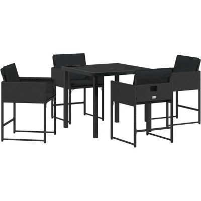 Image of vidaXL Garden Dining Set 5 pcs Black Poly Rattan