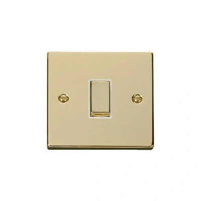 Image of Click Deco 1 Gang 2 Way Ingot 10AX Switch Polished Brass White Inserts