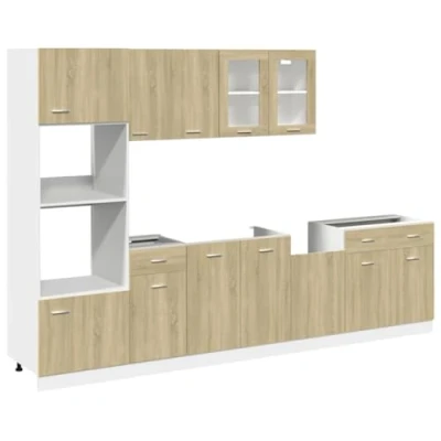 Image of vidaXL Kitchen Cabinet Set 7 Piece Storage Unit Sonoma Oak Engineered Wood