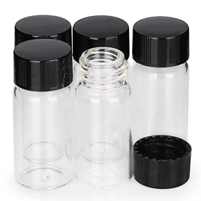 Image of Labasics Clear Glass Sample Vials with Cap, Screw Cap Liquid Sampling Bottle Reagent Closure, 10ml / 0.3 oz. Pack of 10