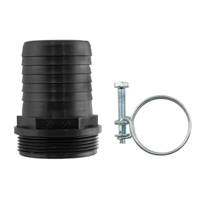 Image of Pond Adapter 50mm Barb 1.5&quot; bspm Fountain Pump Filter Corrugated Pipe Joiner+Free Double Wire Hose Clip 1..5&quot; BSP = 47.8MM Across The Thread