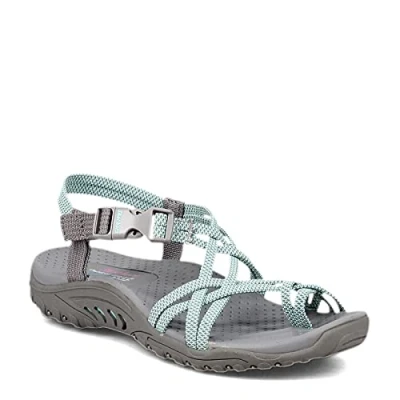 Image of Skechers Women Reggae Irie Mon Sport Sandal, Grey Aqua, 4 UK