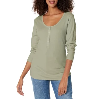 Image of Eddie Bauer Women&#039;s Thermal Snap Henley Shirt, Sage, L