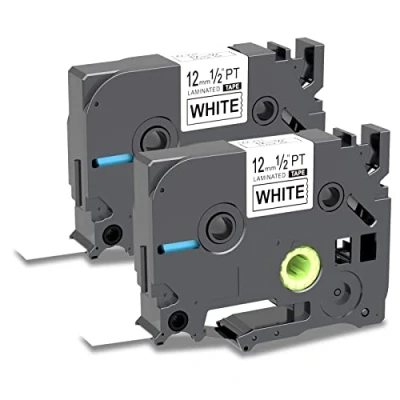 Image of PROFICETIK 2 X 231 Compatible with Brother P Touch Label Tape TZe TZ 12mm Laminated Work Maker 101c 1000 1010 1080 P700 H100 H105 H107, Black on White