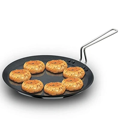 Image of Futura Non Stick Flat Tava Griddle, 12 Inch For Dosa, 4.88mm with Steel Handle