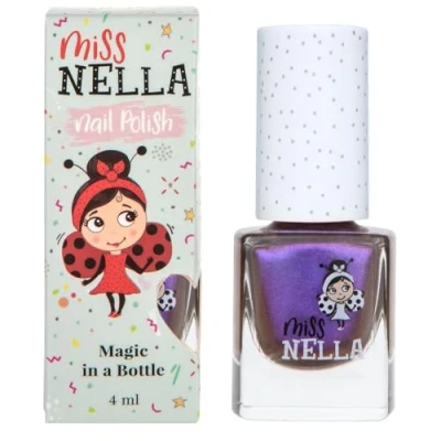 Image of Miss Nella Galactic Unicorn Safe Special Purple Nail Polish for Kids, Non Toxic &amp; Odour Free Formula Children and Toddlers, Natural Water Based Easy Peel Off