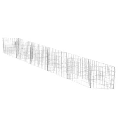 Image of vidaXL Gabion Basket/Planter Galvanised Weather Resistant Steel, High Load Capacity Basket, Easy Assembly, Stylish Garden Barrier Dimensions 300x30x50 cm