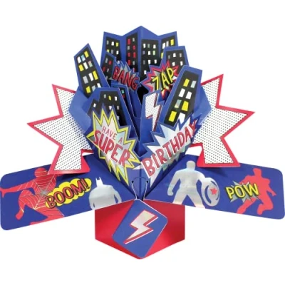 Image of Super Birthday Superhero Pop Up Greeting Card Second Nature 3D Cards