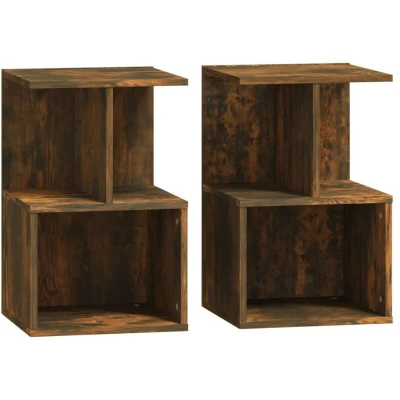 Image of vidaXL Bedside Cabinets 2 pcs Smoked Oak 35x35x55 cm Engineered Wood